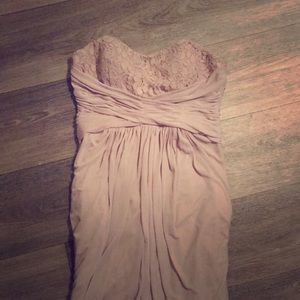 Strapless, floorlength David’s Bridal gown